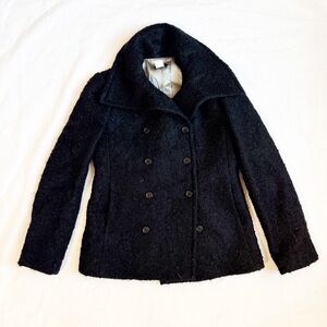 J.Crew Womens Black Wool-Blend Double-Breasted Peacoat Size 4